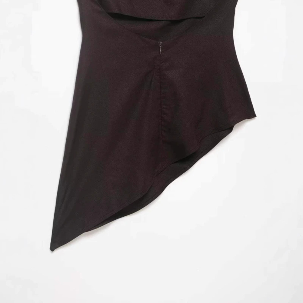 ZARA Summer Sexy Versatile Halter Neck Asymmetric Satin Tank Top